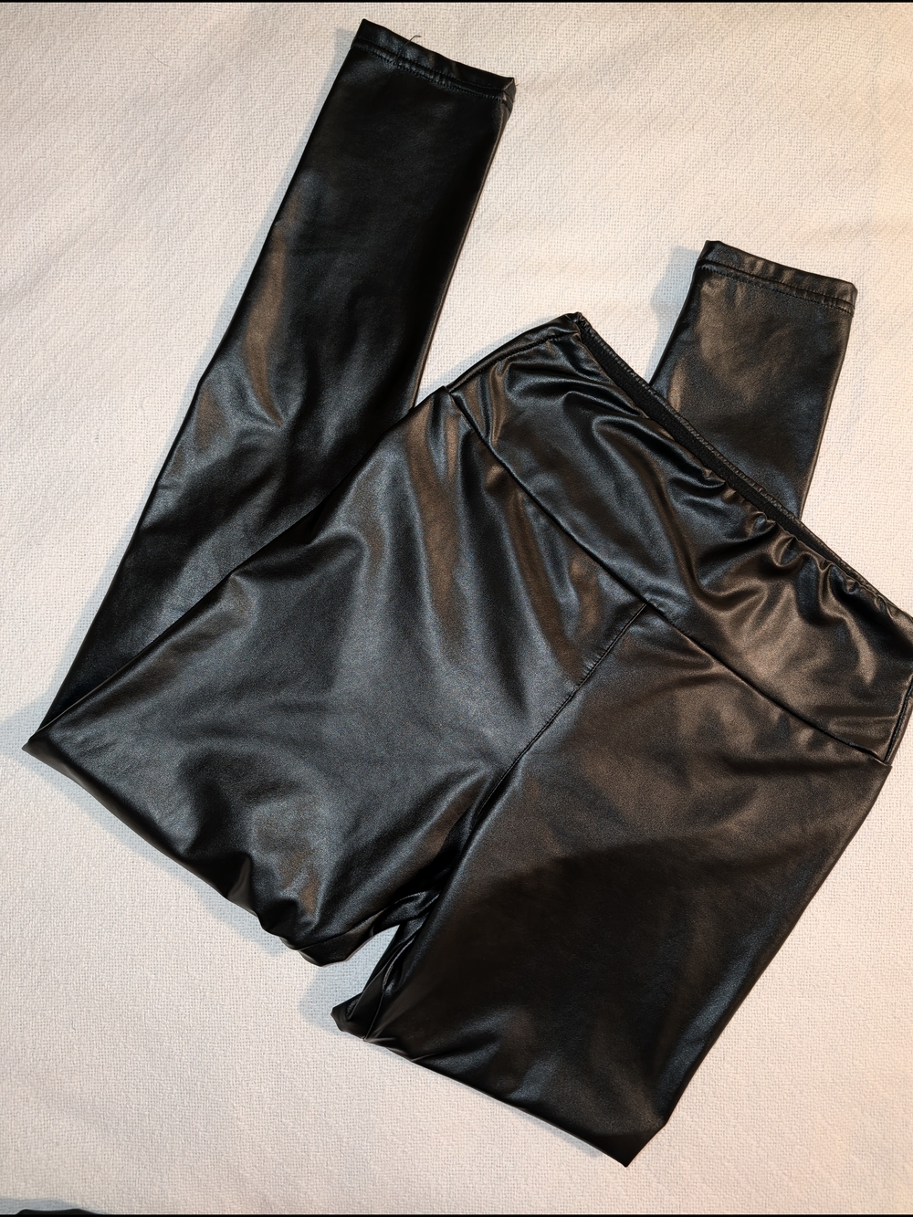 Shiny Fleece Lined Black Faux Leather Leggings - Women Pants & Jumpsuits